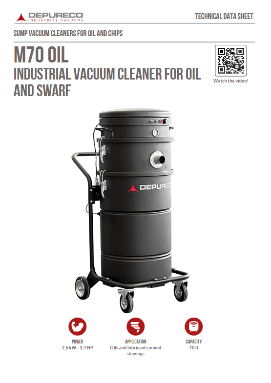 M70 OIL Industrial Vacuum Cleaner For Oil And Swarf 